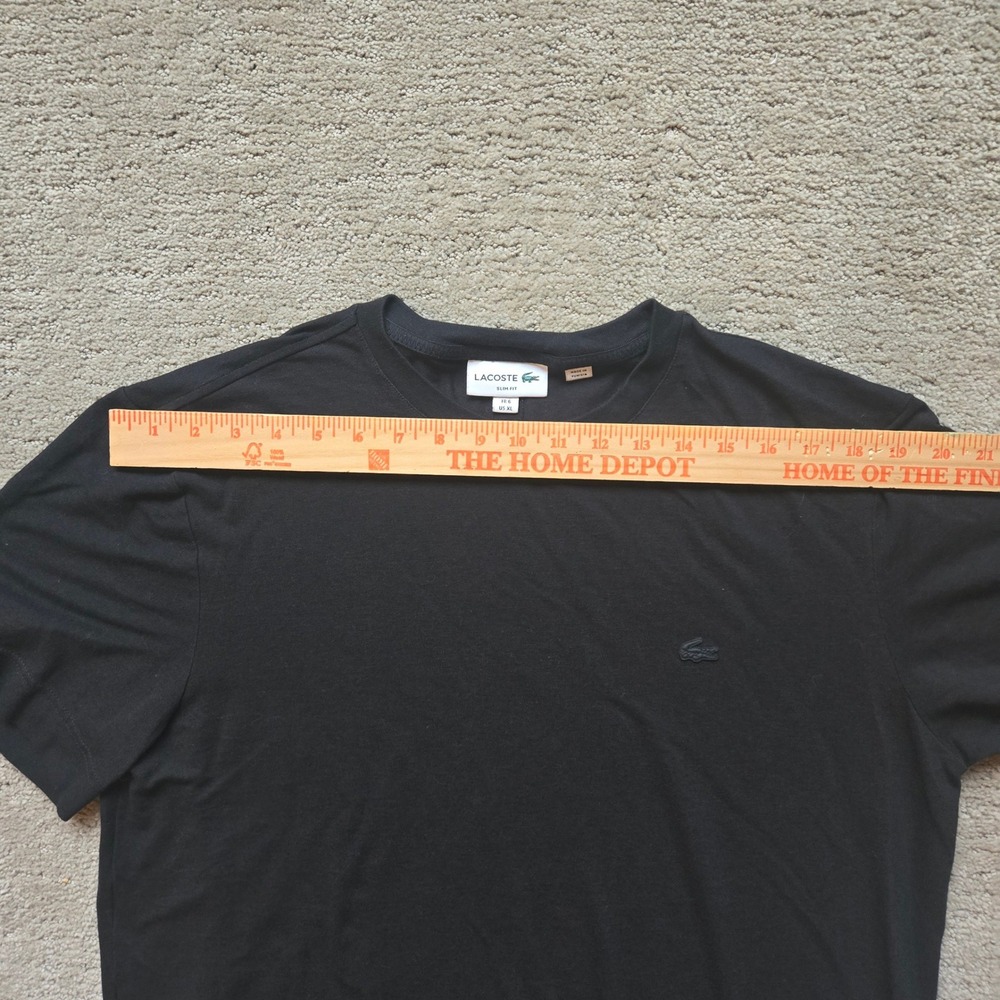 Lacoste Slim Fit T-Shirt Mens XL Black Short Sleeve Crew Neck Tonal Logo FR 6 - Picture 5 of 6